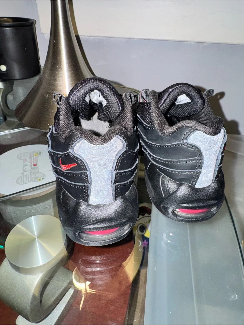 Nike Kids Black Sneakers with Red Accents